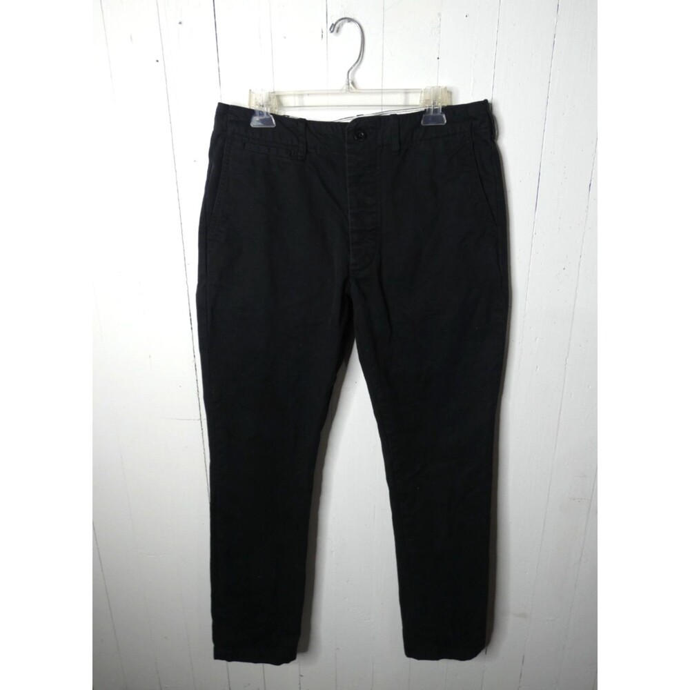 Buck Mason Men's 32 Maverick Slim Officer Pant in Black Slub Twill Cotton 4353